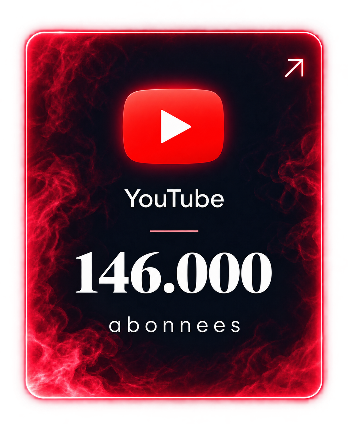 Rode neon YouTube knop met 146.000 abonnees Rode neon YouTube knop met 146.000 abonnees